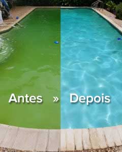 antes e depois piscina verde